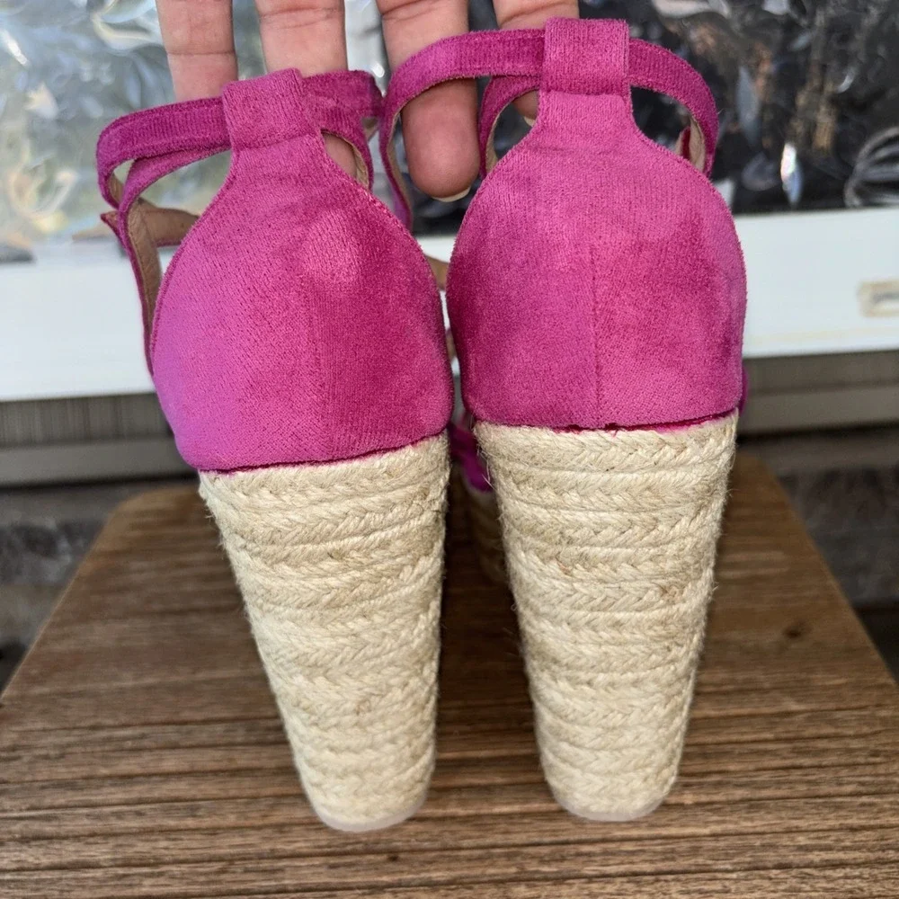 Espadrille Rope Wedge Hot Pink  Slingback Strappy  Dress Shoes Size 41/ 9.5 US